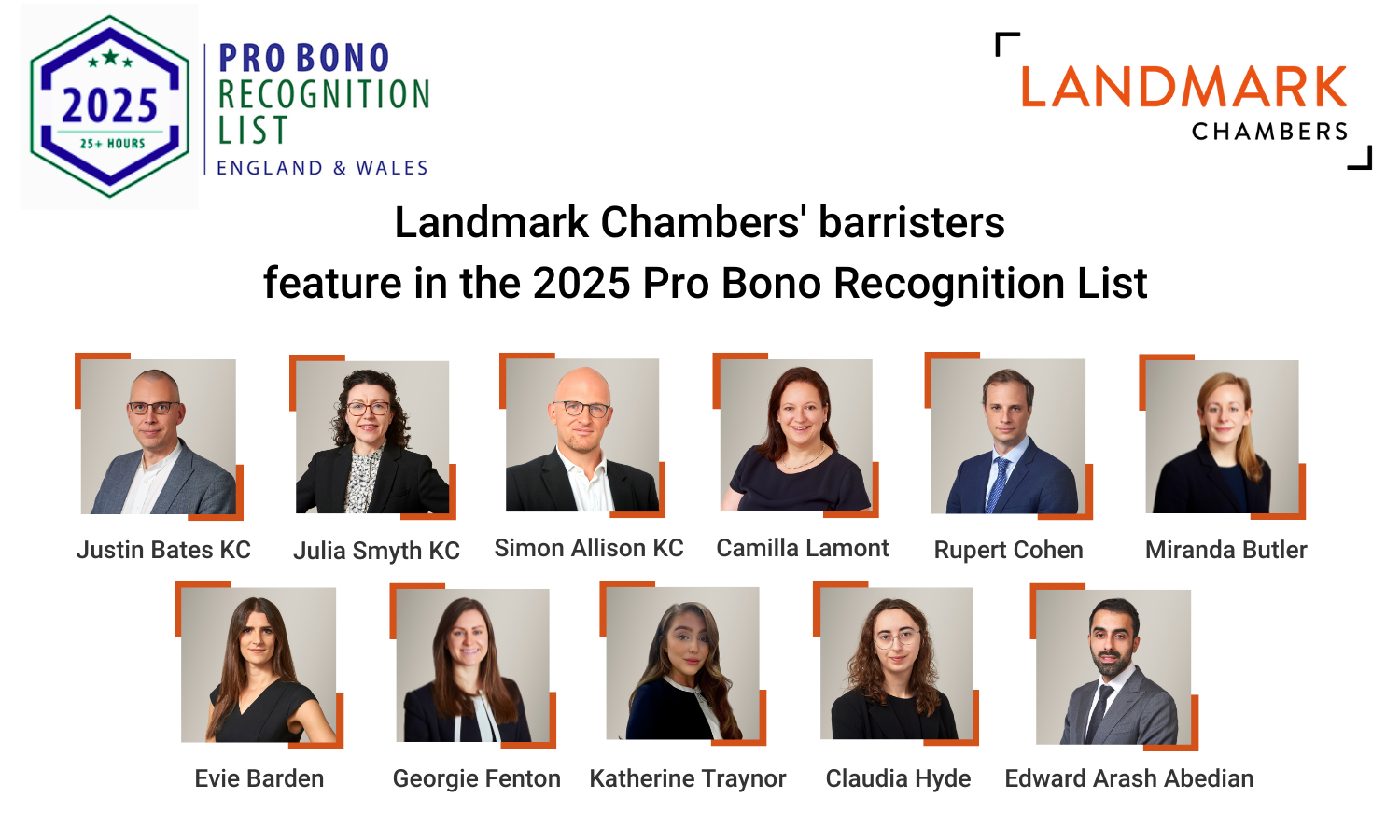 Pro Bono Recognition List 2025